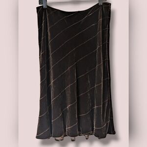 Ralph Lauren Black Label Brown Velvet Silk Blend Textured Midi Skirt Luxury 90s